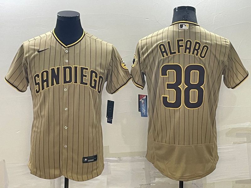 Men San Diego Padres 38 Alfaro brown stirpe Elite Nike 2022 MLB Jersey